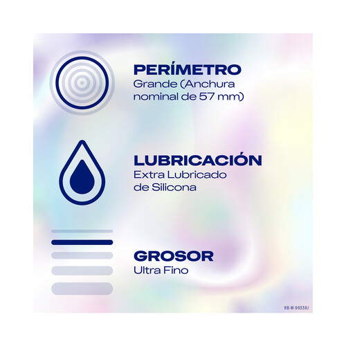 DUREX Preservativos extra lubricados de silicona y grosor fino DUREX Invisible xl 10 uds.