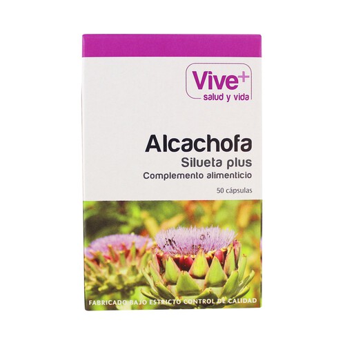 VIVE+ SALUD Y VIDA Complemento alimenticio de alcachofa para control del peso VIVE PLUS, 50 cápsulas x 45 g.