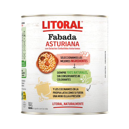 LITORAL Fabada Asturiana con selectos embutidos asturianos LITORAL lata de 850 g.