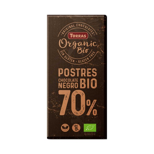 TORRAS Chocolate para postres 70% cacao Bio TORRAS 200 g.