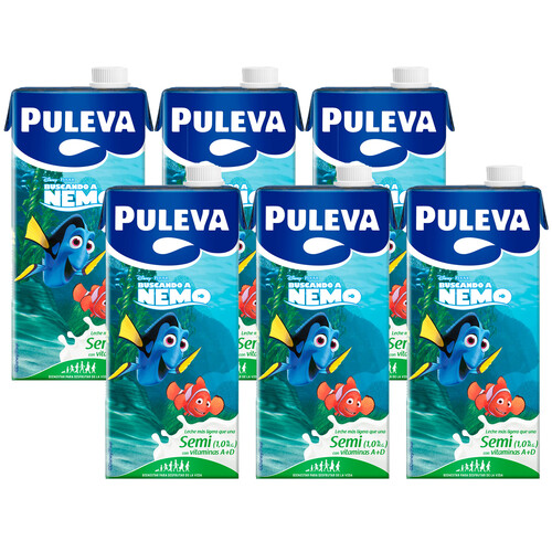 PULEVA Leche sem. ligera 1% m.g. caja de Disney 6 x 1 L. 