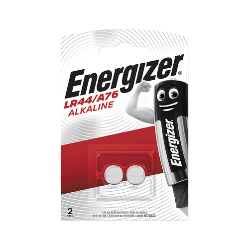 Pack de 2 pilas de botón alcalinas LR44, A76,1,5V, ENERGIZER.