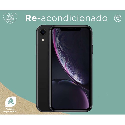 Smartphone 15,49cm (6,1) iPhone XR negro (REACONDICIONADO), 64GB, Chip A12 Bionic, Liquid Retina HD, 12Mpx, iOS 12.