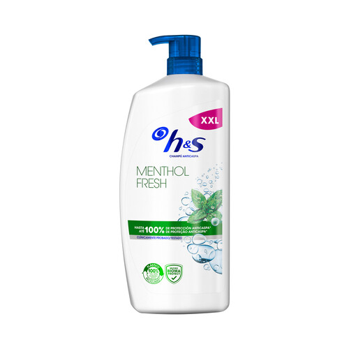 H&S Champú anticaspa de uso diario, con extracto de mentol y micro bioma protect H&S Mentol fresh 1 l.