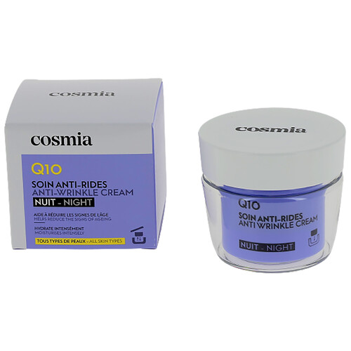 COSMIA Q10 Recarga de crema facial de noche antiarrugas, para todo tipo de pieles 50 ml.