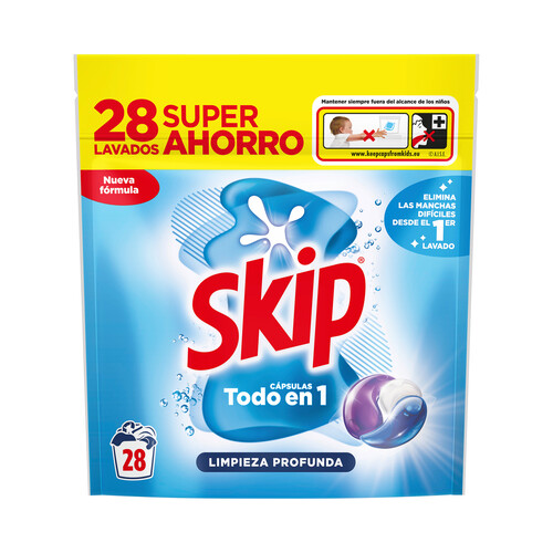 SKIP Active Clean Detergente en cápsulas para lavadora doble acción 28 uds.