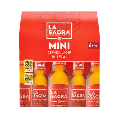 LA SAGRA Mini Cervezas lager botellín 6 bot. x 20 cl.