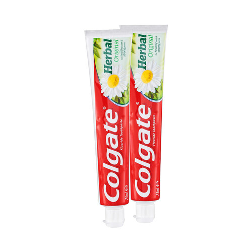 COLGATE Herbal original Pasta de dientes con flúor y extractos de plantas 2 x75 ml.