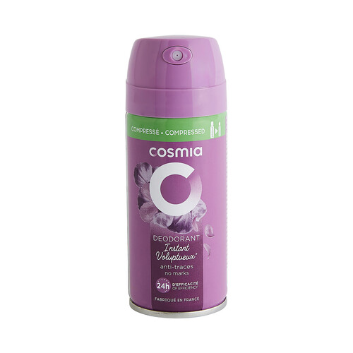 COSMIA Desodorante comprimido en spray para mujer con protección anti-manchas y anti-olor hasta 24 horas 100 ml.