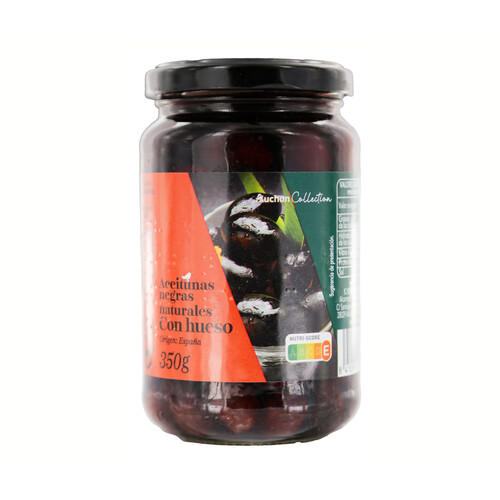 ALCAMPO GOURMET Frasco de aceitunas negras naturales de Aragón con hueso 200 g.