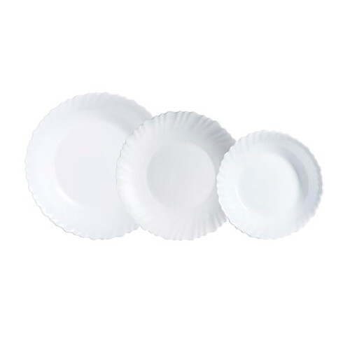 Vajilla de vidrio color blanco opal feston, 18 piezas, LUMINARC.