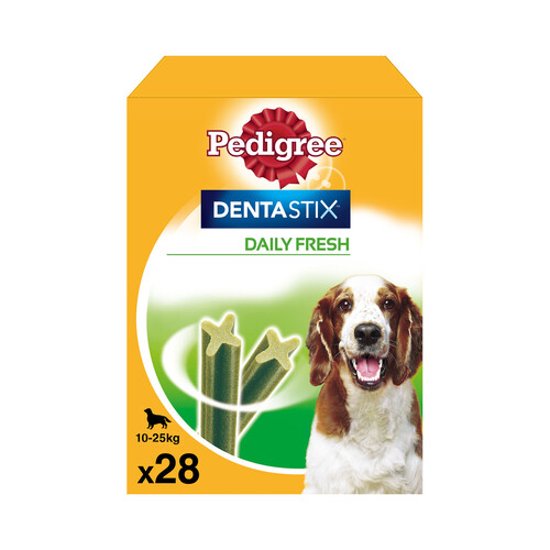 PEDIGREE Snacks dental para perros de talla mediana deja aliento a fresco PEDIGREE DENTASTIX 28 uds. 720 g.