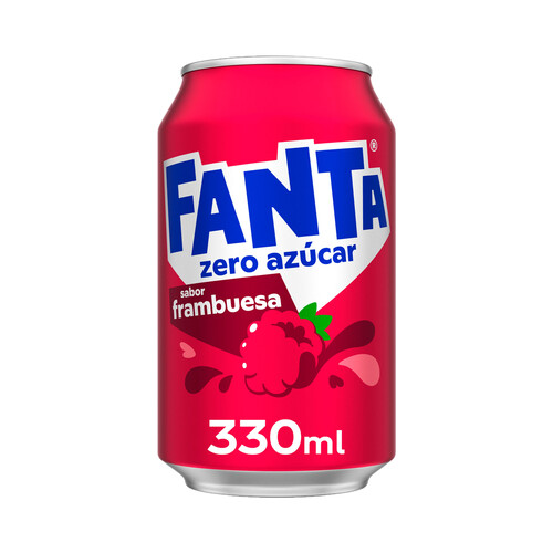 FANTA Refresco sabor frambuesa sin azúcares añadidos lata 33 cl.