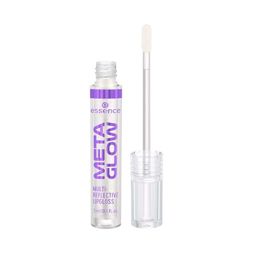 ESSENCE Meta glow tono 01 Cyber space Brillo de labios con shimmer iridiscente.