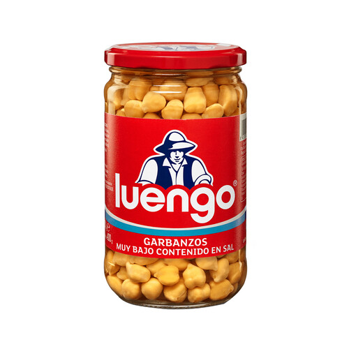 LUENGO Garbanzo cocido con bajo contenido en sal frasco de 400 g.