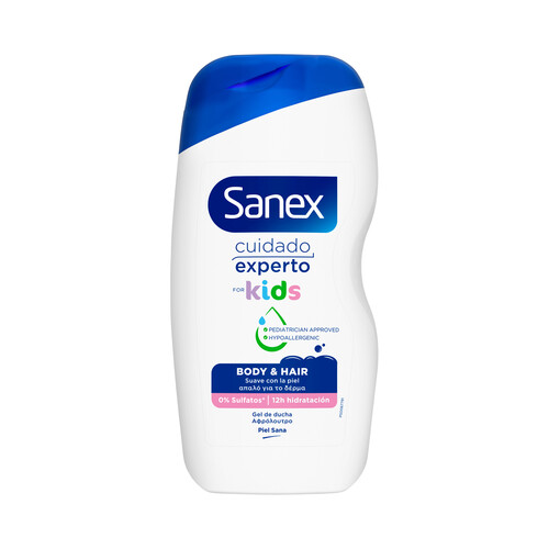 SANEX Cuidado experto kids Gel de ducha y espuma de baño, para todo tipo de peiels 475 ml.