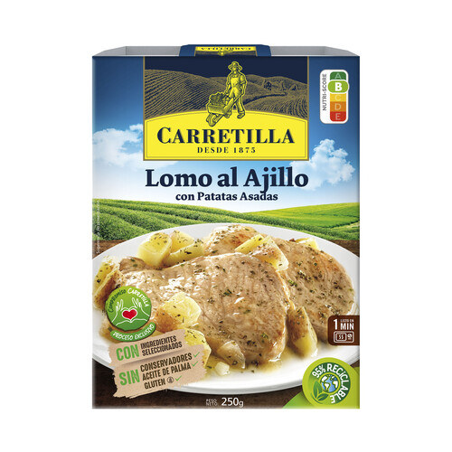 CARRETILLA Lomo al ajillo con patatas asadas CARRETILLA 250 g.