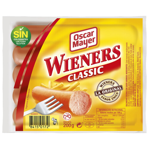 OSCAR MAYER Salchichas de cerdo y pollo, cocidas y con sabor ahumado OSCAR MAYER Wieners 200 g.