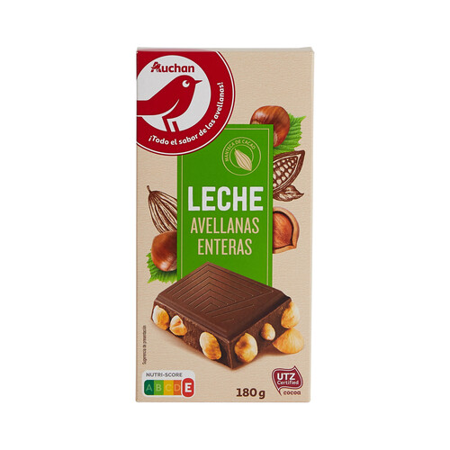 PRODUCTO ALCAMPO Chocolate con leche con avellanas enteras tableta 180 g.