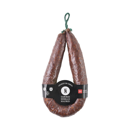 SABORES SIERRA DE MADRID Chorizo de ciervo 100% natural, elaborado sin gluten ni lactosa 250 g.