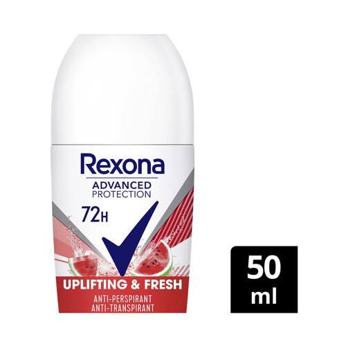 REXONA Desodorante roll on para mujer con protección antitranspirante hasta 72 horas REXONA Advance protection.