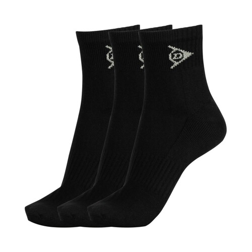 Pack de 3 pares de calcetines tobilleros DUNLOP Running, color negro, talla 43/46.