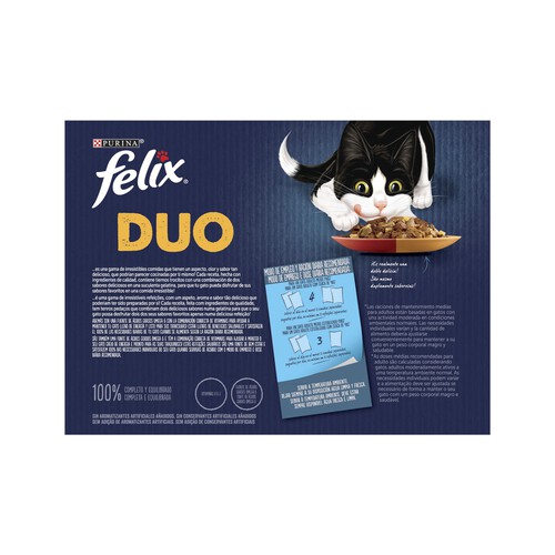 FELIX Alimento gatos húmedo PURINA FÉLIX Fantastic Duo 12 uds. x 85 g.