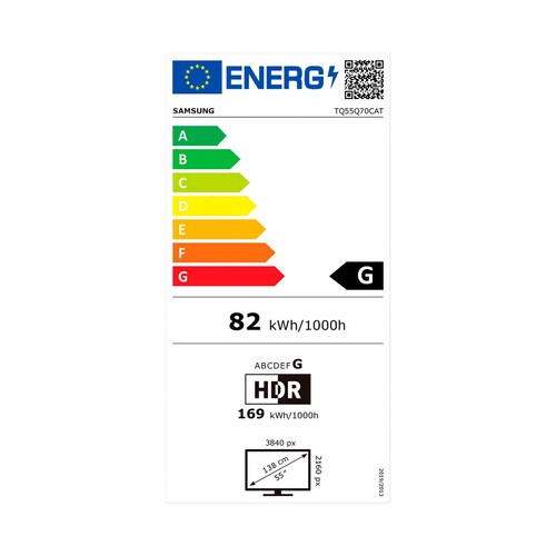 Televisión 139,7cm (55) QLED SAMSUNG TQ55Q70CATXXC Ultra HD 4K, Smart TV, TDT T2, WIFI, USB, 4xHDMI, 100HZ.