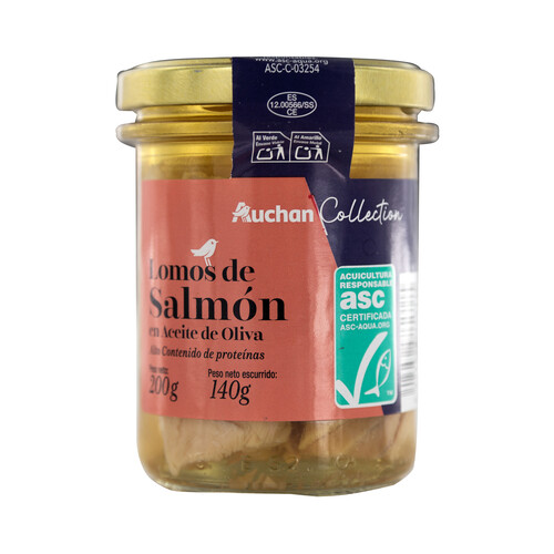 PRODUCTO ALCAMPO Collection Lomos de salmón ASC en aceite de oliva tarrro 140 g,