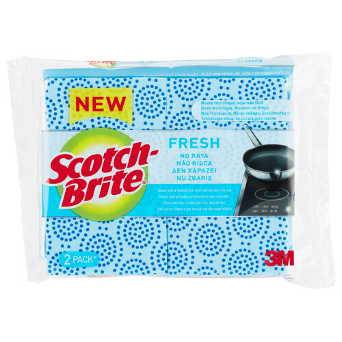 SCOTCH-BRITE Fresh Estropajo que no raya, ideal para los utensilios de cocina 2 uds.