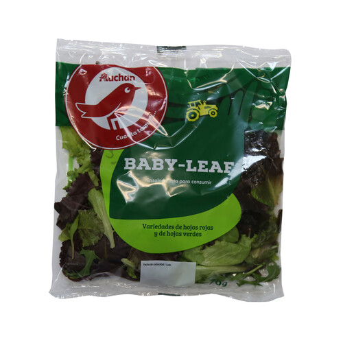 AUCHAN Mezcla de ensalada hojas rojas y hojas verde listas para su consumo 70 g. Producto Alcampo