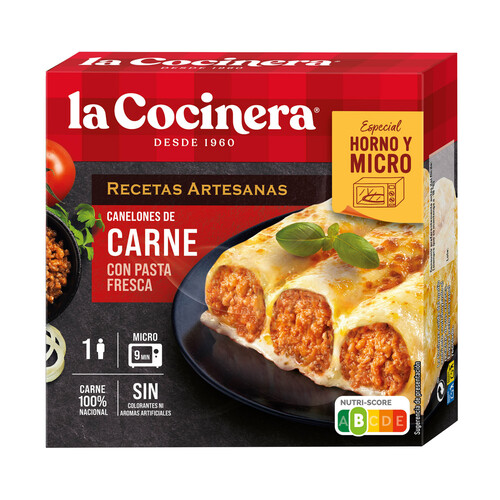 LA COCINERA Recetas artesanas Canelones de pasta fresca rellenos de carne 280 g.