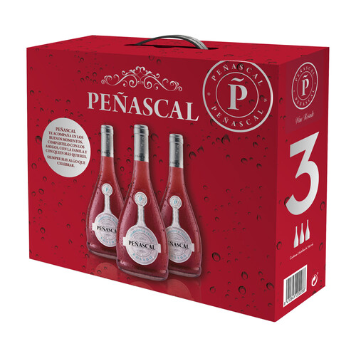 PEÑASCAL Estuche con 3 botellas de vino rosado de aguja con D.O. Vinos de la Tierra de Castilla-León.