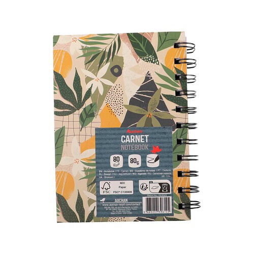 Cuaderno A6 80G 80H Espiral Tapa Carton Hojas Blanco PRODUCTO ALCAMPO