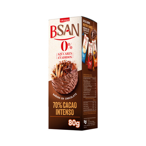 VIRGINIAS B-San Galletas chocolate cacao intenso integrales sin azúcares añadidos 80 g.
