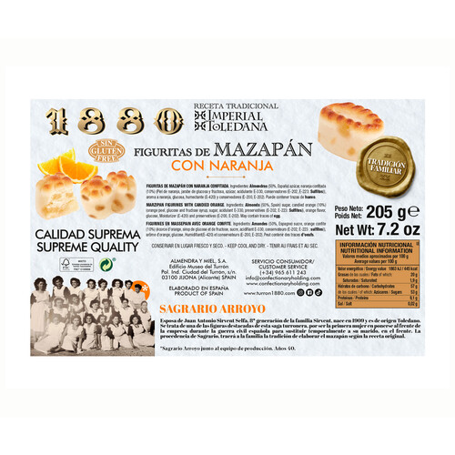 1880 Figuritas mazapán y naranja 205 g.