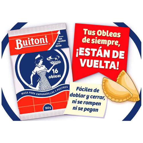 BUITONI Masa para empanadillas medianas (Obleas) BUITONI 160 g.