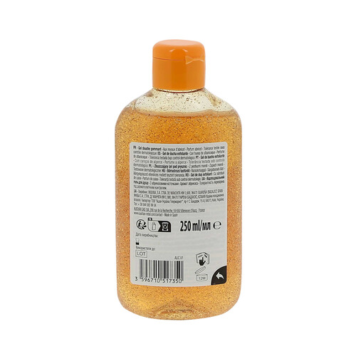 COSMIA Gel para baño o ducha exfoliante, con hueso y perfume de albaricoque 250 ml.