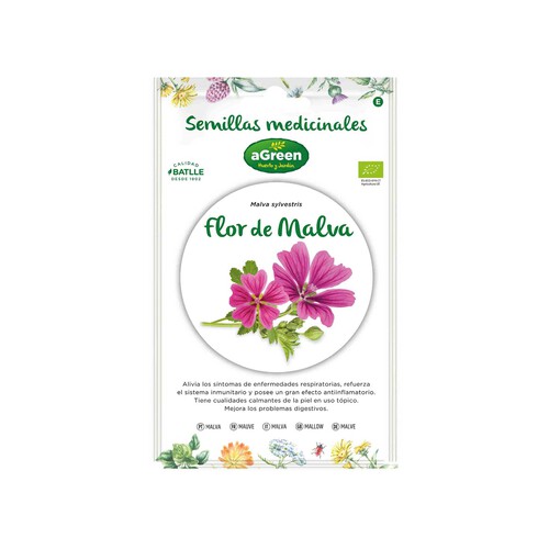 Semillas de Flor de Malva medicinal AGREEN HUERTO Y JARDÍN.