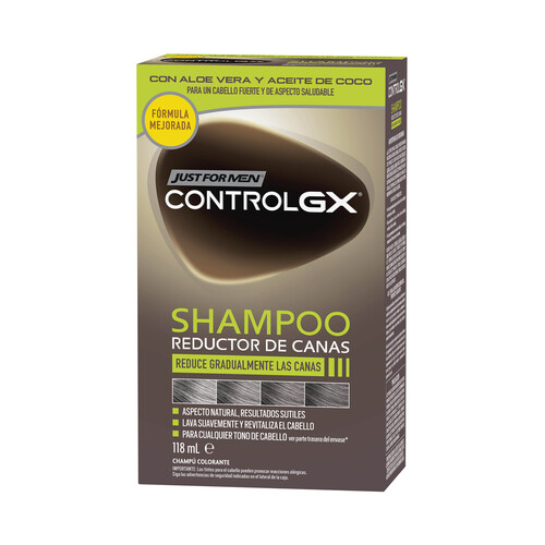 JUST FOR MEN Control gx Champú colorante, reductor de canas 118 ml.