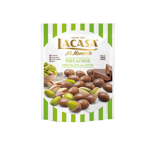 LACASA Mi Momento Pistachos cubiertos con chocolate con leche 100 g.