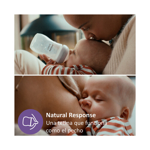 AVENT Natural response de Philips Biberón de 260 ml. con tetina flujo 3, para más de 1 mes.