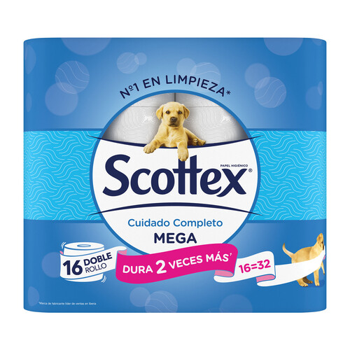 SCOTTEX Papel higiénico Megarollo con toque de algodòn 16 rollos