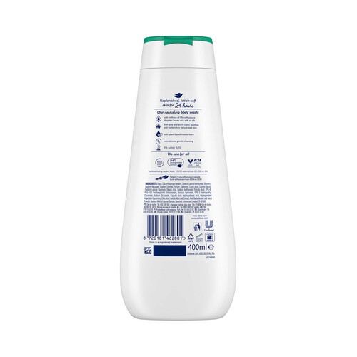 DOVE Advanced care Gel hidratante para ducha o baño con aloe vera y agua de abedul 400 ml.