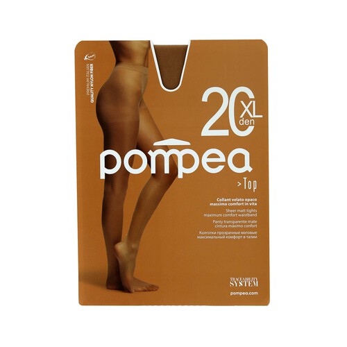 Panty transparente mate, 20den, POMPEA, color polvere, talla XL.