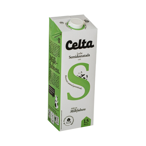 CELTA Leche de vaca semidesnatada con bienestar animal garantizado 1.5 l.