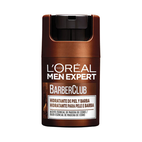 L´ORÉAL PARIS Men expert barber club Crema hidratante para piel y barba con aceite esencial de madera de cedro 50 ml.