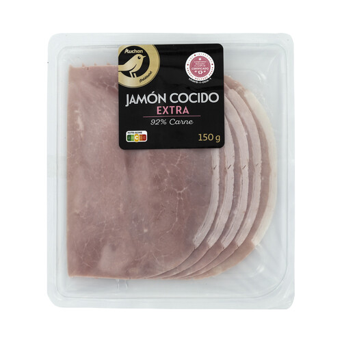 ALCAMPO GOURMET Jamón cocido de categoria extra, sabor ahumado y cortado en lonchas ALCAMPO GOURMET 150 g.