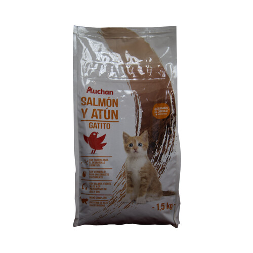 PRODUCTO ALCAMPO Alimento completo para gatitos a base de salmón y atún 1.5 kg.