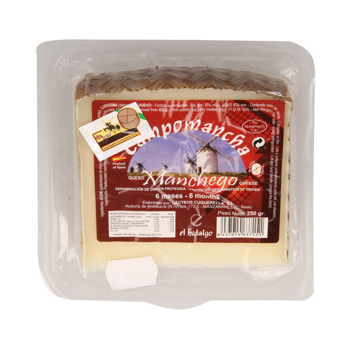 CAMPOMANCHA Queso de oveja en cuña de La Mancha y sin gluten CAMPOMANCHA 250 g.